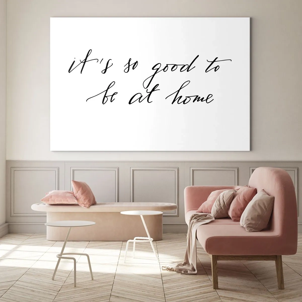 Impression sur verre - Image sur verre - Citation « C'est si bon d'être à la maison » sur fond blanc - 120x80cm - Toute la vérite - Décoration murale moderne pour le salon et la chambre ARTTOR