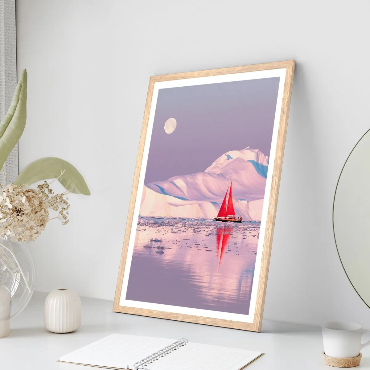 Affiche dans un chêne clair - Poster - La chaleur de la voile, le froid de la glace - 50x70 cm