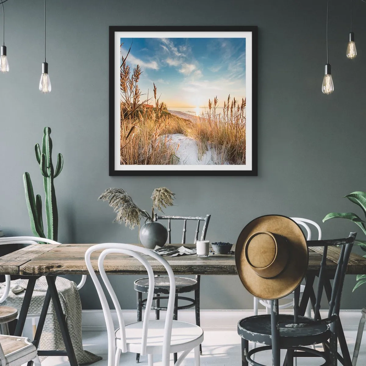 Affiche dans un cadre noir - Poster - Plage du nord - 60x60 cm