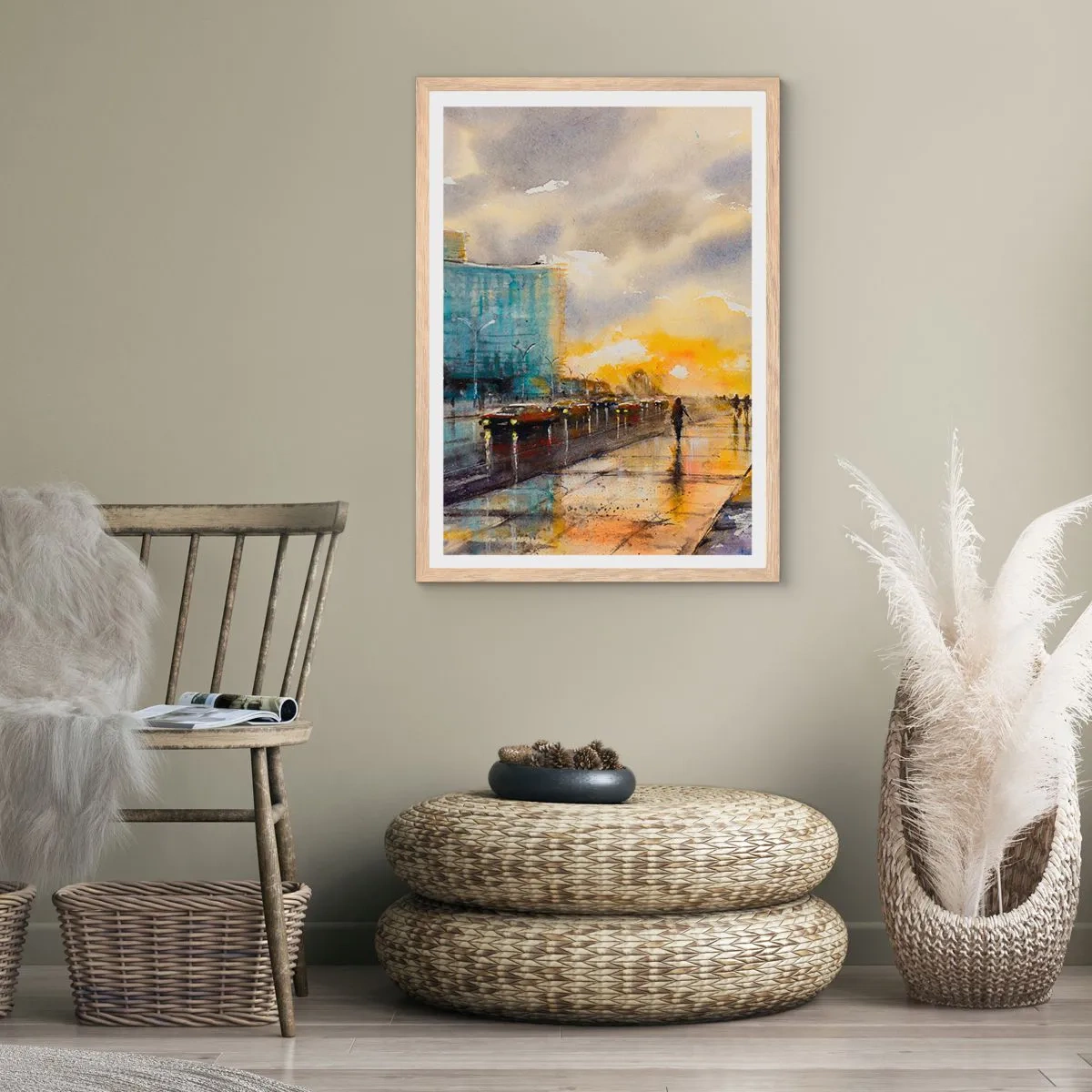 Affiche dans un chêne clair - Poster - La vie sur le rivage - 61x91 cm