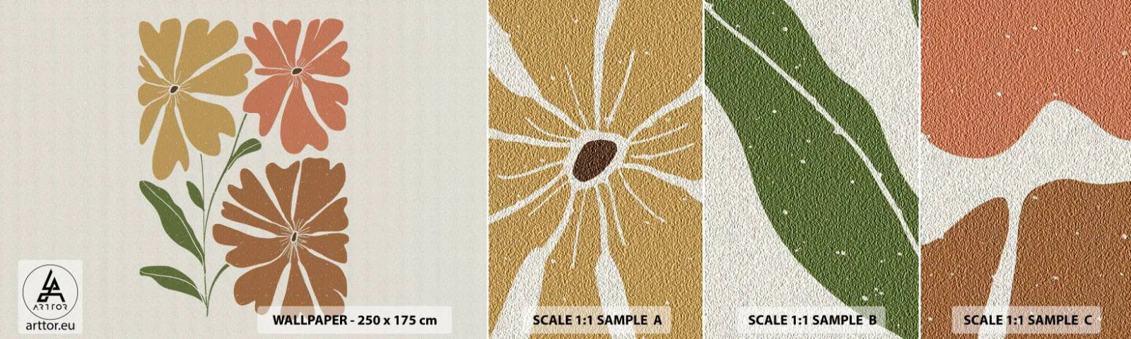 Échantillon De Papier Peint Standard Eco - Nature et géométrie - Bohème, Fleurs, Minimalisme - 100x30 cm