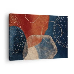 Impression sur toile - Image sur toile - Formes abstraites dans des tons de rouge et de bleu - 70x50cm - La légèreté de l'être - Décoration murale moderne pour le salon et la chambre ARTTOR