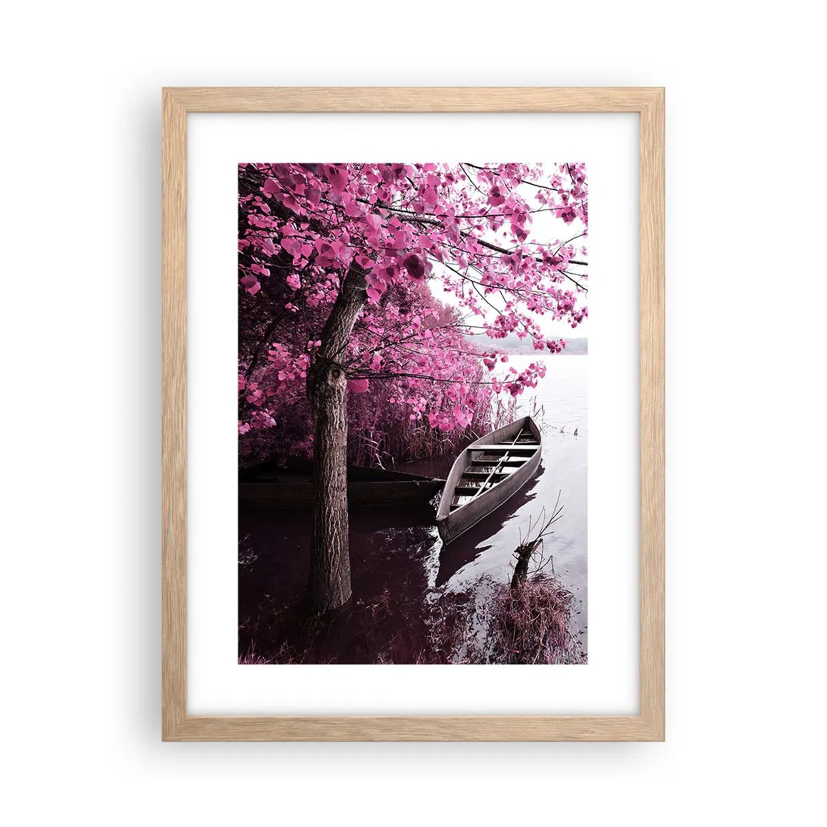 Affiche dans un chêne clair - Poster - Dans un silence rose - 30x40 cm