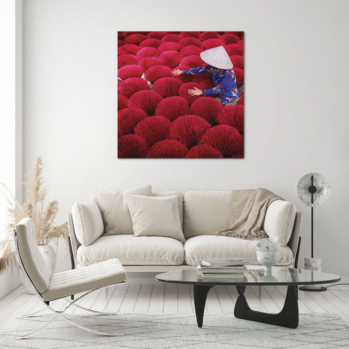 Impression sur verre - Image sur verre - Dans un champ de riz - 70x70 cm