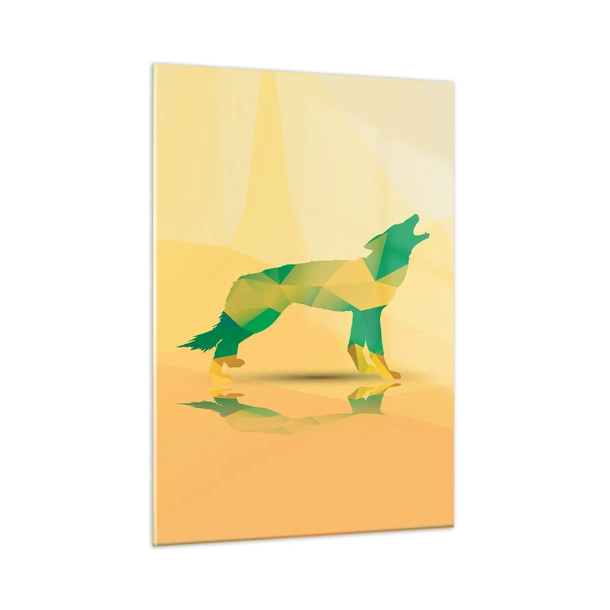 Impression sur verre - Image sur verre - Loup géométrique dans une abstraction colorée - 50x70cm - Loup solitaire - Décoration murale moderne pour le salon et la chambre ARTTOR