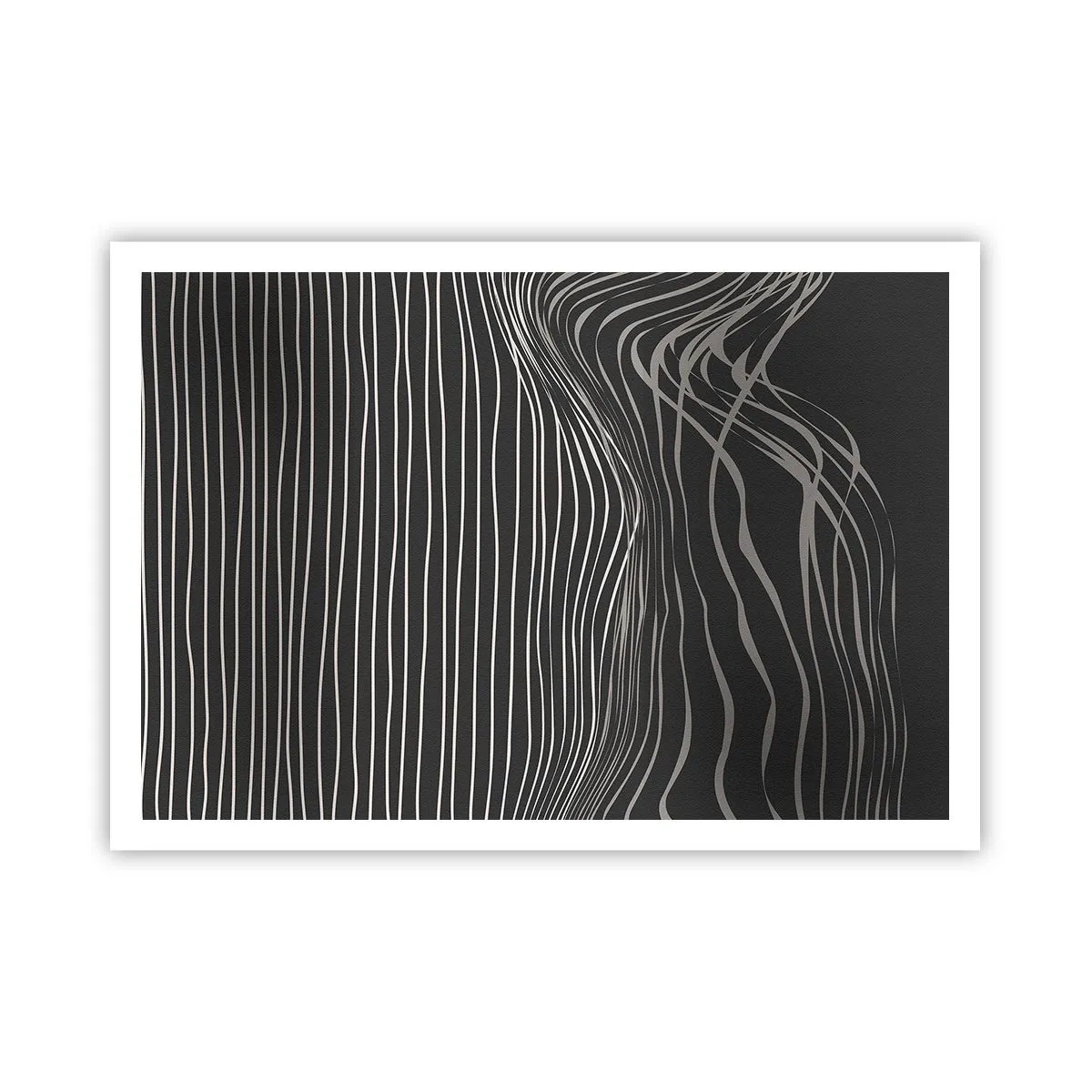 Affiche - Poster - Lignes blanches sur fond gris foncé dans un arrangement abstrait - 100x70cm - Rythme et accent - Décoration murale moderne pour le salon et la chambre ARTTOR