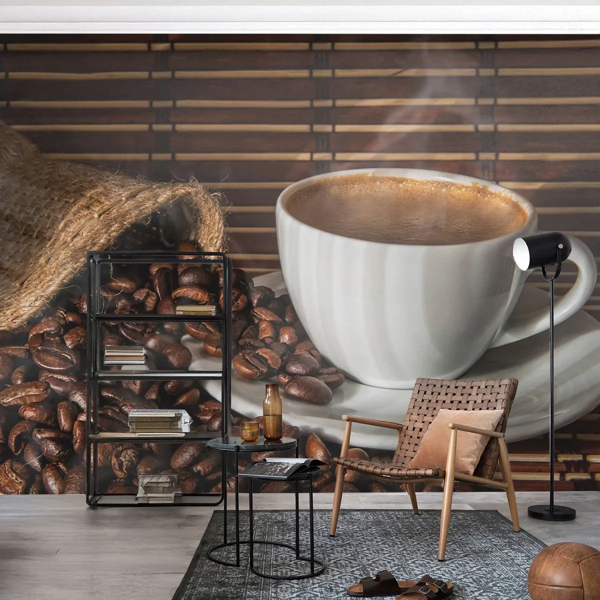 Papier peint sur mesure Premium Canvas - La noirceur du charbon, la clarté de l'ambre - La gastronomie, Café, tasse de café