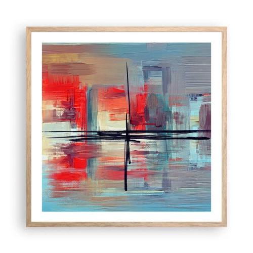 Affiche dans un chêne clair - Poster - Un paysage dans une dimension inconnue - 60x60 cm