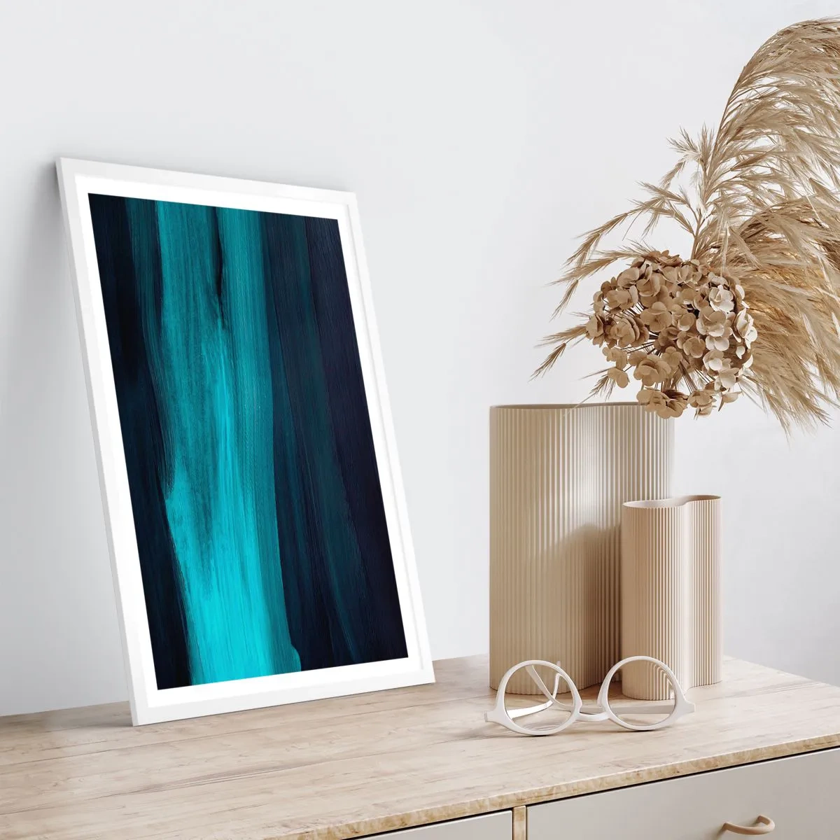 Affiche dans un cadre blanc - Poster - Suivez le courant - 50x70 cm