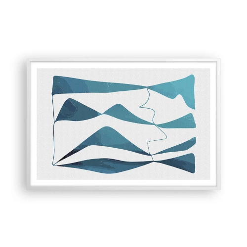 Affiche dans un cadre blanc - Poster - Abstraction : composé turquoise - 91x61 cm