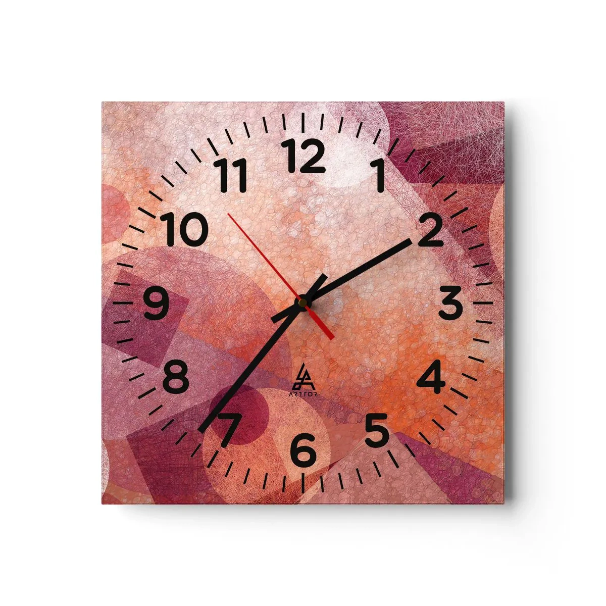 Horloge murale - Pendule murale - Transformations géométriques en rose - 40x40 cm