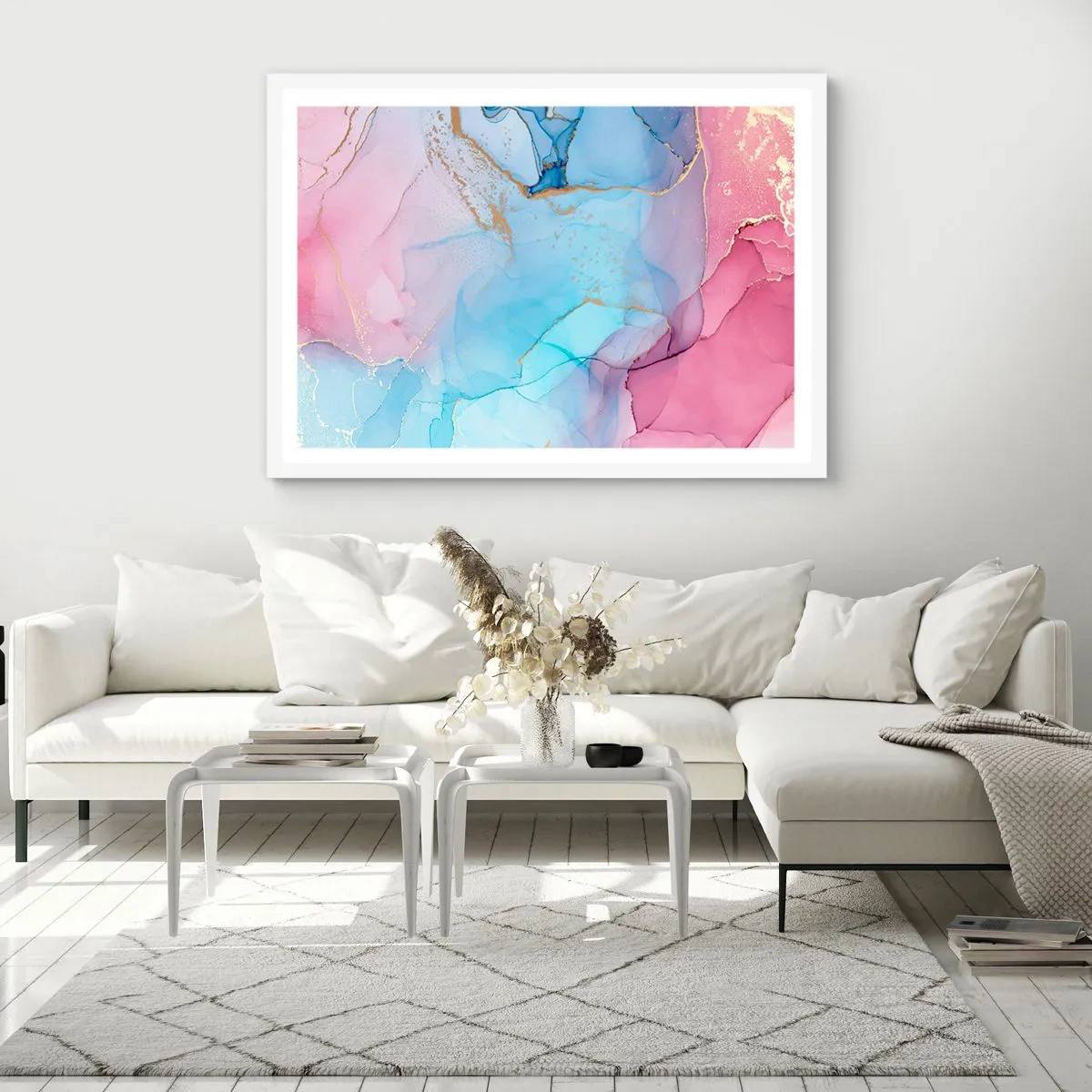 Affiche dans un cadre blanc - Poster - Rencontre et mélange - 91x61 cm