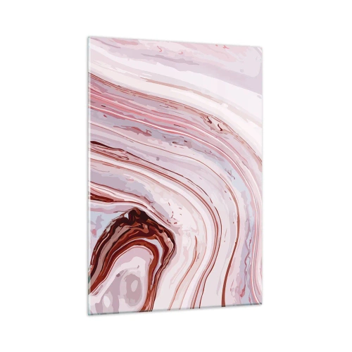 Impression sur verre - Image sur verre - Motif marbré dans les tons de rose et de marron - 50x70cm - Tout droit, puis tout en bas - Décoration murale moderne pour le salon et la chambre ARTTOR