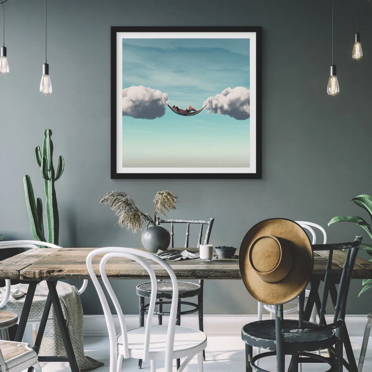 Affiche dans un cadre noir - Poster - Instant de bonheur - 60x60 cm