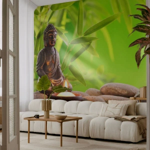 Papier Peint Photo Premium Canvas - La vie est belle - Bouddha, Bambou, Spa - 400x280 cm