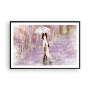 Affiche dans un cadre noir - Poster - Sous la pluie lilas - 91x61 cm