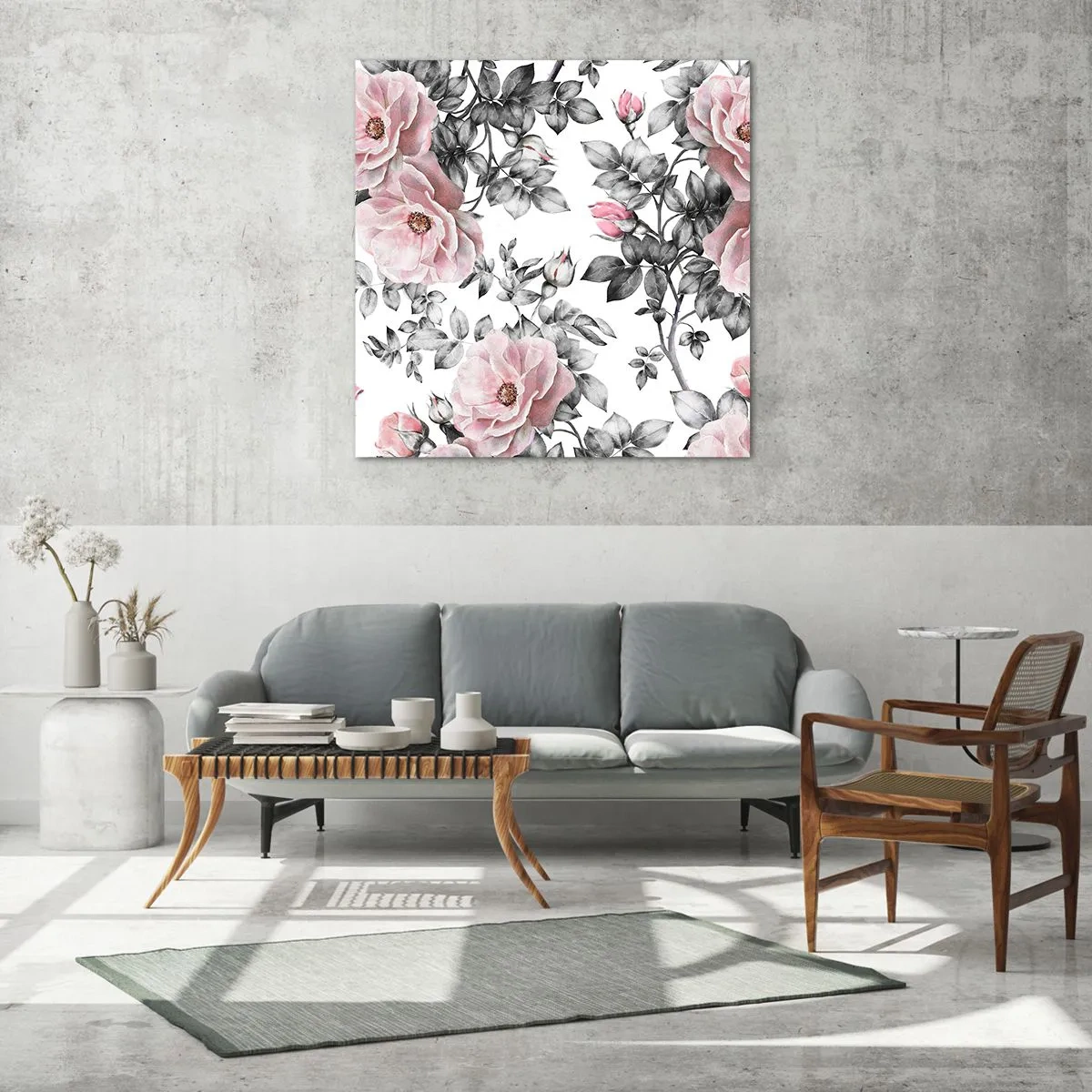 Impression sur verre - Image sur verre - Se perdre dans les fleurs des roses - 60x60 cm