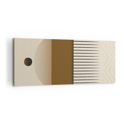 Impression sur toile - Image sur toile - Composition géométrique abstraite dans les tons beige et marron - 120x50cm - Différents états - Décoration murale moderne pour le salon et la chambre ARTTOR