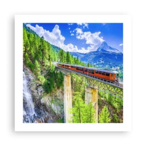 Affiche - Poster - Train dans les Alpes - 50x50 cm