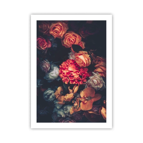 Affiche - Poster - Une composition de fleurs sombres avec une touche d'esthétique baroque - 50x70cm - Comme chez les maîtres hollandais - Décoration murale moderne pour le salon et la chambre ARTTOR