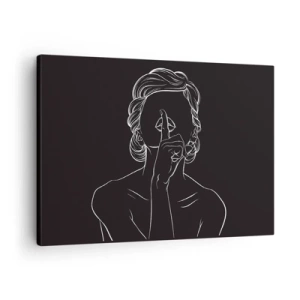 Impression sur toile - Image sur toile - Silhouette minimaliste d'une femme sur fond noir - 70x50cm - La beauté s'épanouit en silence - Décoration murale moderne pour le salon et la chambre ARTTOR