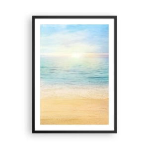 Affiche dans un cadre noir - Poster - Vue paisible sur la plage et la mer au lever du soleil - 50x70cm - Le grand bleu - Décoration murale moderne pour le salon et la chambre ARTTOR