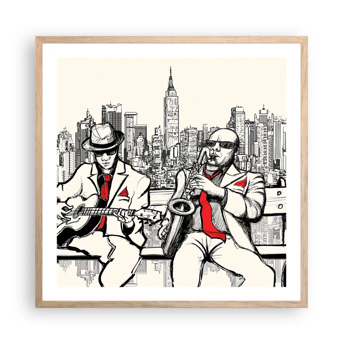 Affiche dans un chêne clair - Poster - improvisation new-yorkaise - 60x60 cm