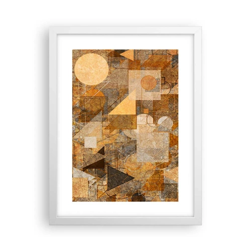 Affiche dans un cadre blanc - Poster - Étude cubique de marron - 30x40 cm