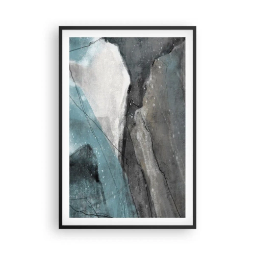 Affiche dans un cadre noir - Poster - Résumé : roches et glace - 61x91 cm