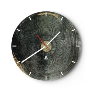 Horloge murale - Pendule murale - Structure en grain de bois avec de subtils accents dorés - 30x30cm - Changement et persistance - Décoration murale moderne pour le salon, la cuisine et la chambre ARTTOR