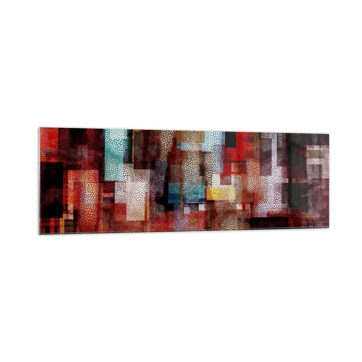 Impression sur verre - Image sur verre - Abstraction géométrique dans des tons intenses de rouge - 160x50cm - Mélange de confusions - Décoration murale moderne pour le salon et la chambre ARTTOR