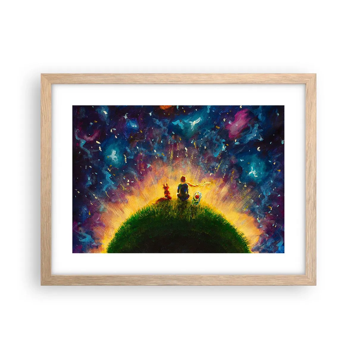 Affiche dans un chêne clair - Poster - Amour et amitié - le monde entier - 40x30 cm