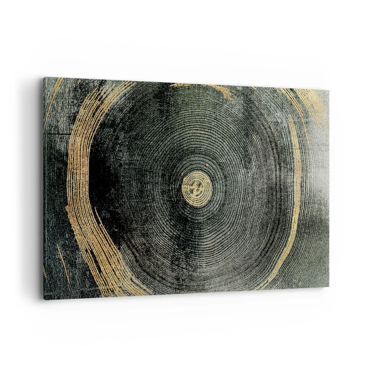 Impression sur toile - Image sur toile - Cercles concentriques avec des accents dorés - 120x80cm - Changement et persistance - Décoration murale moderne pour le salon et la chambre ARTTOR