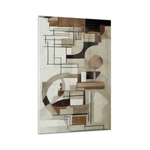 Impression sur verre - Image sur verre - Abstraction architecturale en beige et marron - 80x120cm - Paysage urbain 2.0 - Décoration murale moderne pour le salon et la chambre ARTTOR