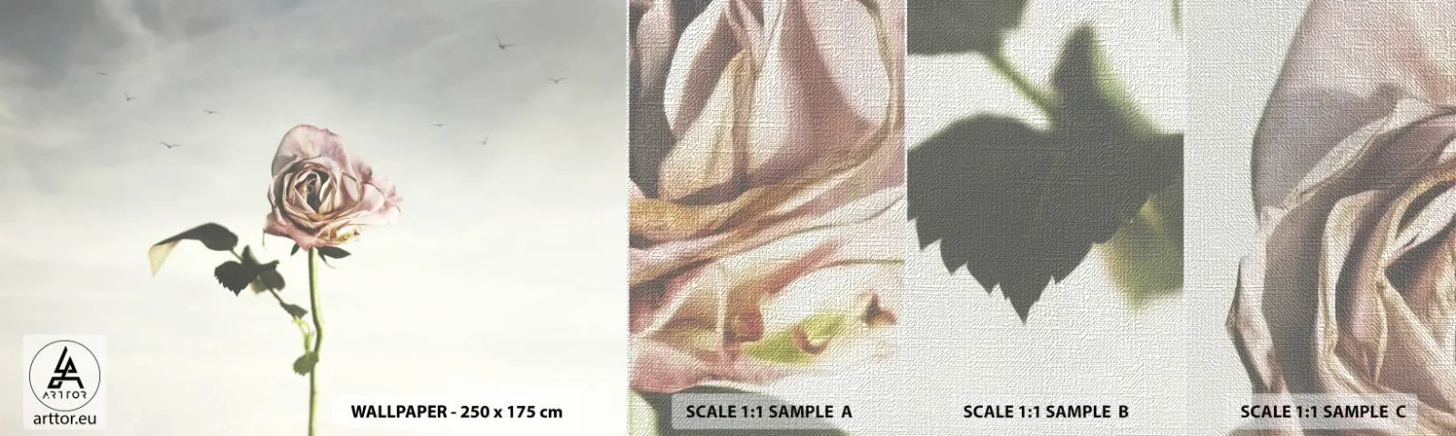 Échantillon de Papier Peint Premium Canvas - Bonjour de printemps - Rose, Fleur, Morceau - 100x30 cm