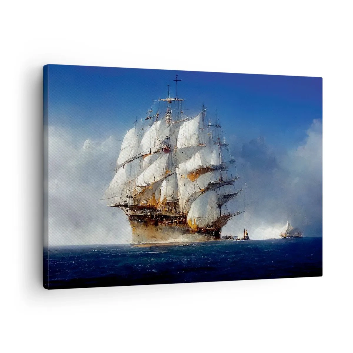 Impression sur toile - Image sur toile - Un voilier en pleine mer sous un ciel bleu - 70x50cm - La grande gloire ! - Décoration murale moderne pour le salon et la chambre ARTTOR