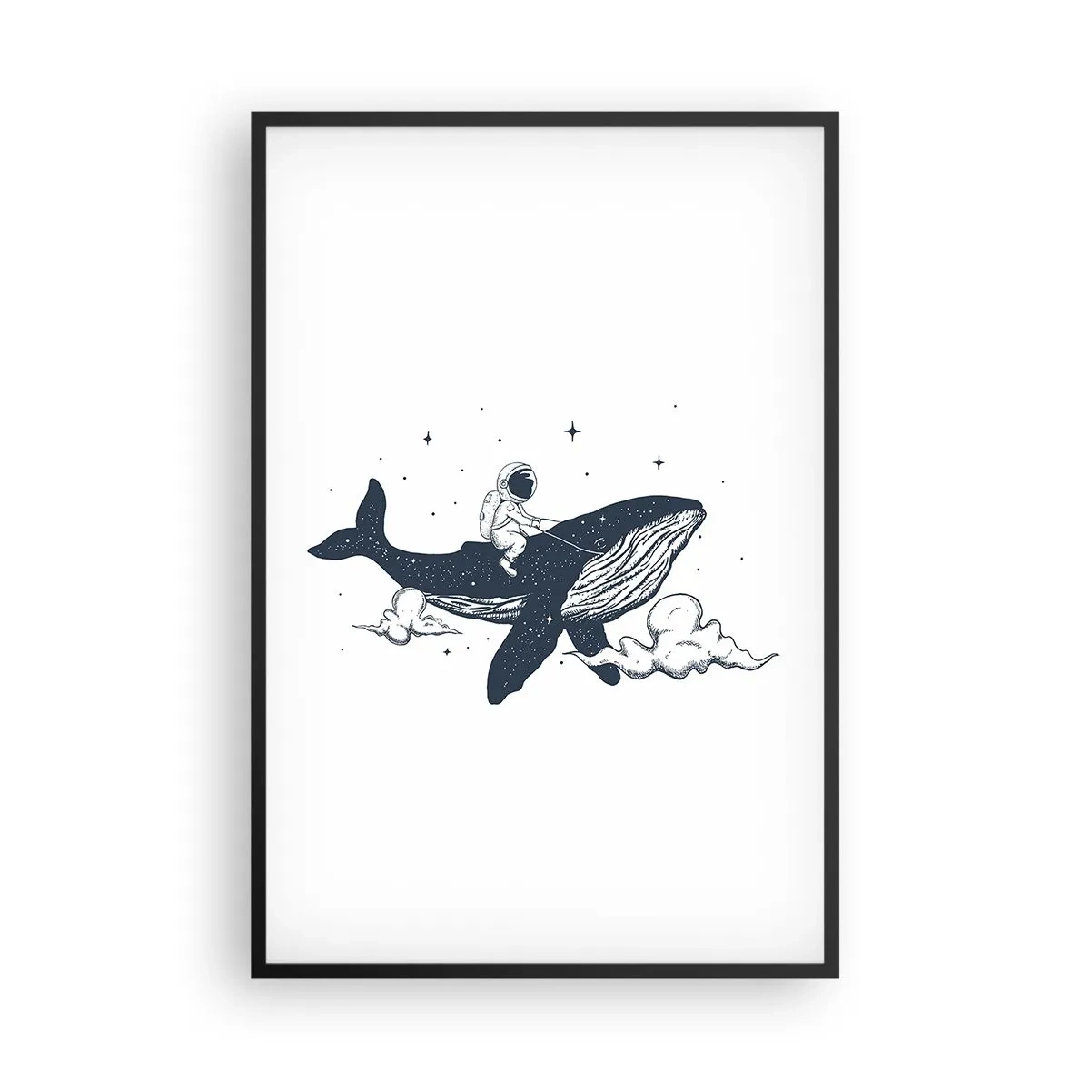 Affiche dans un cadre noir - Poster - Aventure spatiale - 61x91 cm