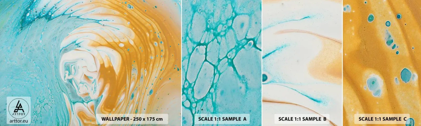 Échantillon De Papier Peint Standard Eco - Tourbillon pastel - Abstraction, Morceau, Art moderne - 100x30 cm