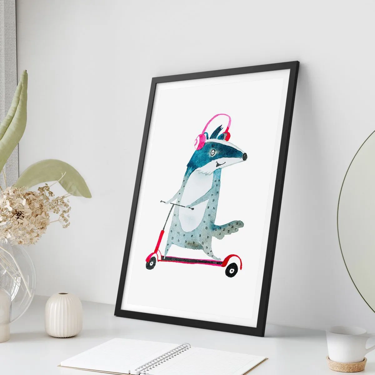 Affiche dans un cadre noir - Poster - La joie du blaireau - 61x91 cm