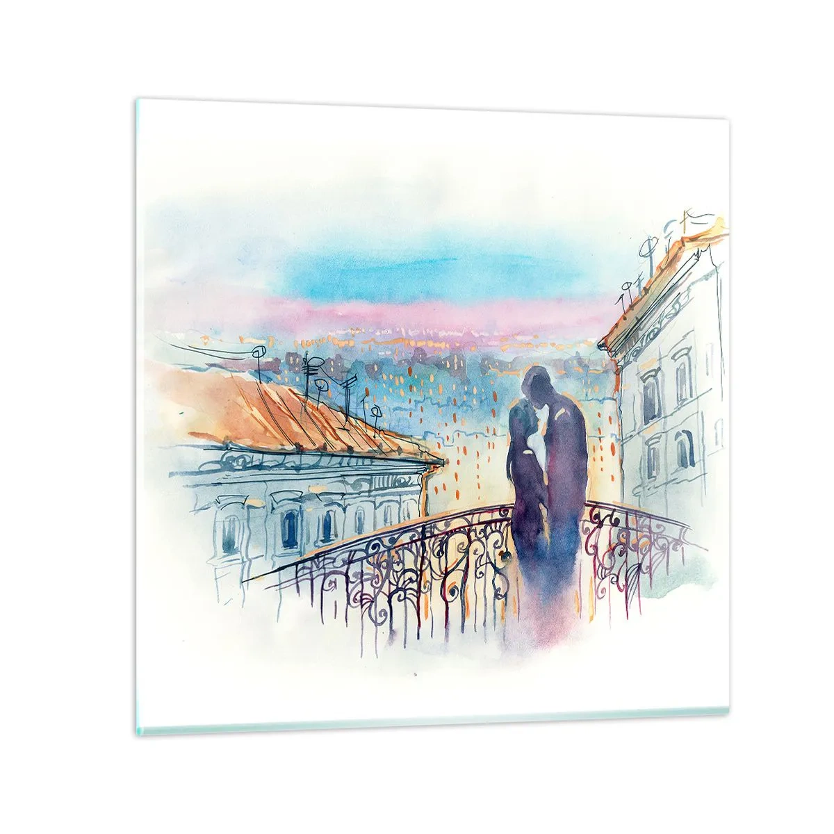 Impression sur verre - Image sur verre - Amoureux de Paris - 70x70 cm
