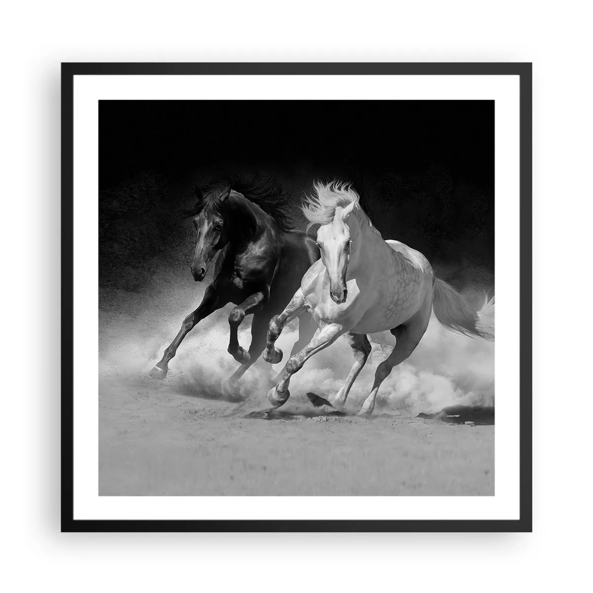 Affiche dans un cadre noir - Poster - Galop de la liberté - 60x60 cm