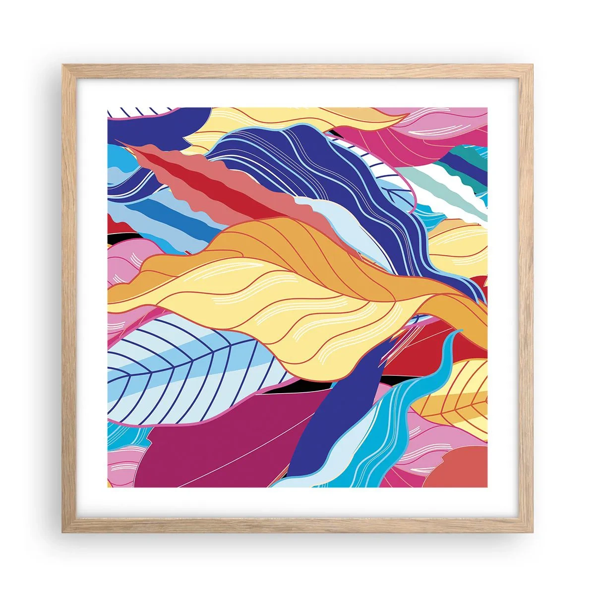 Affiche dans un chêne clair - Poster - Un désordre coloré - 50x50 cm