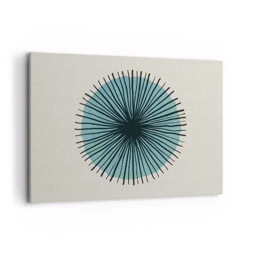 Impression sur toile - Image sur toile - Forme circulaire abstraite avec des rayons bleus - 100x70cm - Rayonnant dans l'azur - Décoration murale moderne pour le salon et la chambre ARTTOR