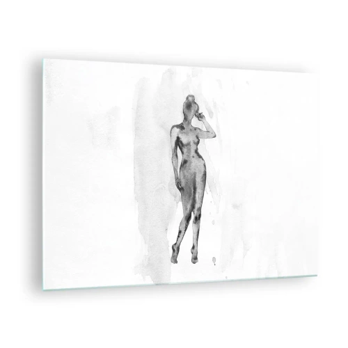 Impression sur verre - Image sur verre - Silhouette d'une femme en nuances de gris sur fond blanc - 70x50cm - Etude de l'idéal de la féminité - Décoration murale moderne pour le salon et la chambre ARTTOR