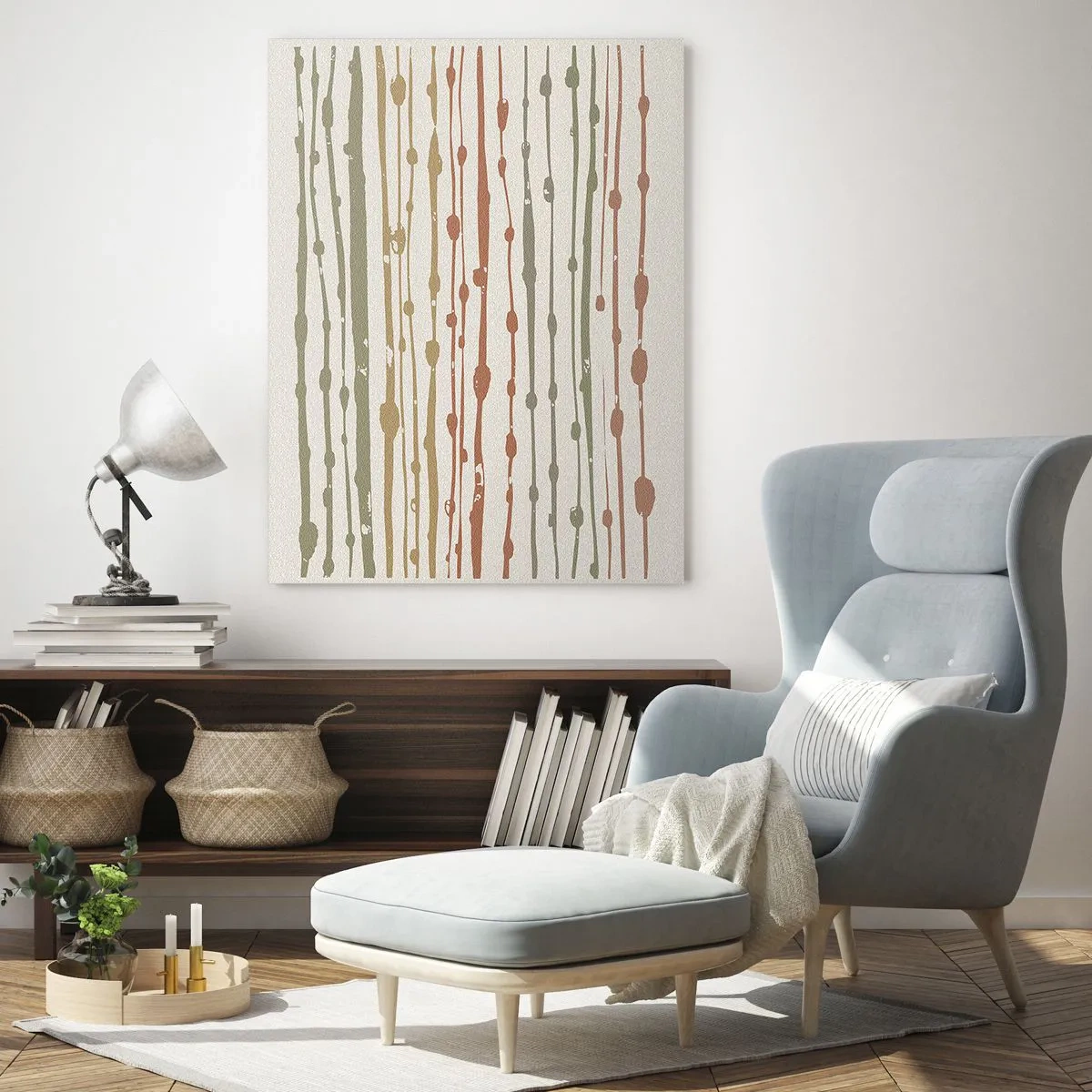 Impression sur verre - Image sur verre - Un motif de lignes aux tons chauds sur un fond clair - 80x120cm - Notation musicale des couleurs - Décoration murale moderne pour le salon et la chambre ARTTOR