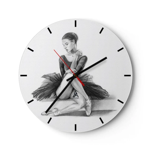 Horloge murale - Pendule murale - Croquis d'une ballerine dans une pose classique - 30x30cm - Envoutée par la danse - Décoration murale moderne pour le salon, la cuisine et la chambre ARTTOR