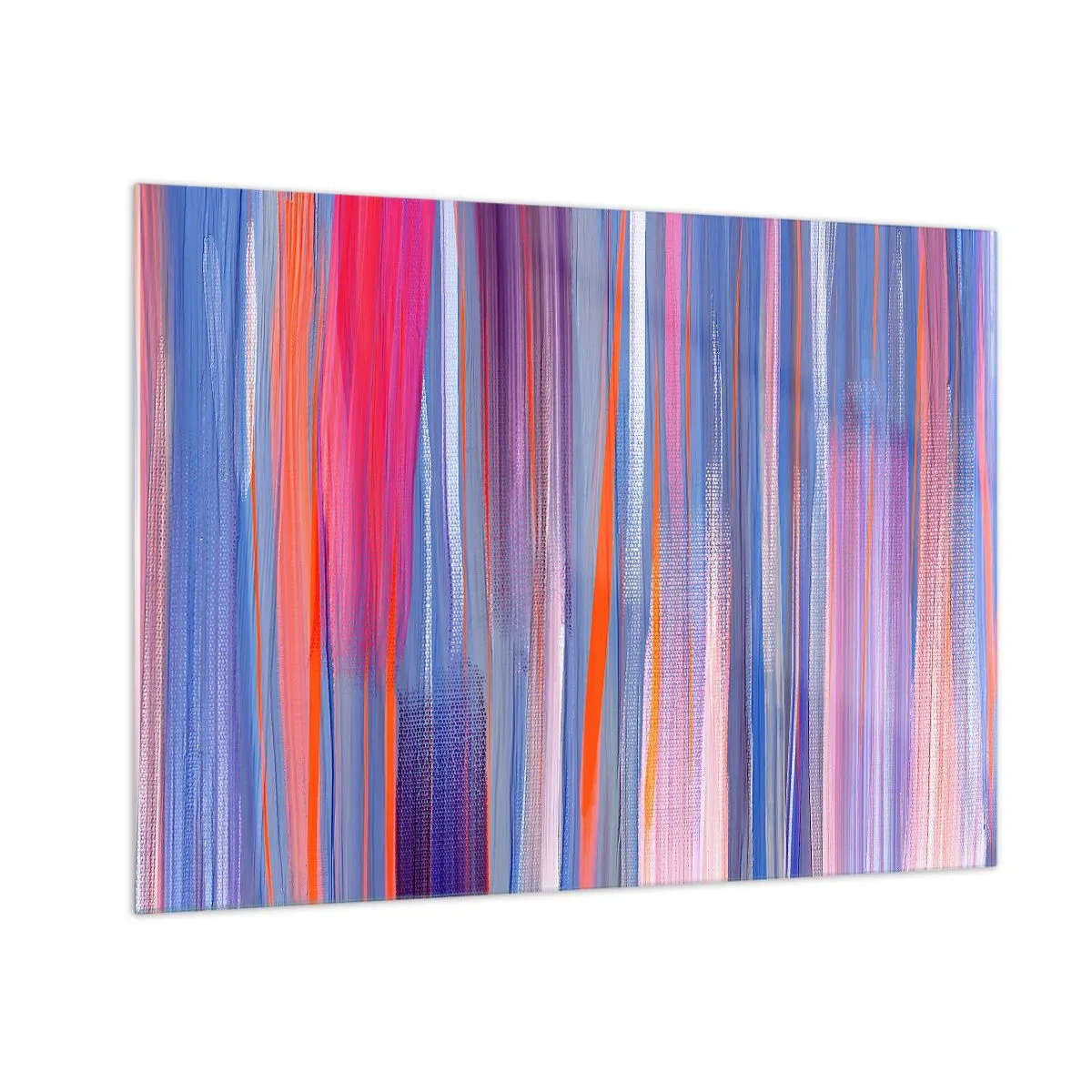 Impression sur verre - Image sur verre - Des stries verticales colorées dans des tons de rose, de violet et de bleu - 70x50cm - Ascension - Décoration murale moderne pour le salon et la chambre ARTTOR