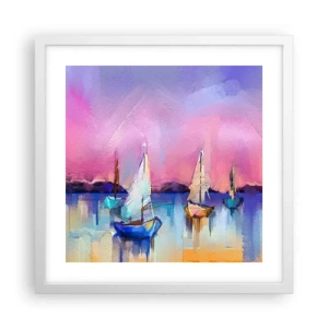 Affiche dans un cadre blanc - Poster - Direction: les eaux larges - 40x40 cm