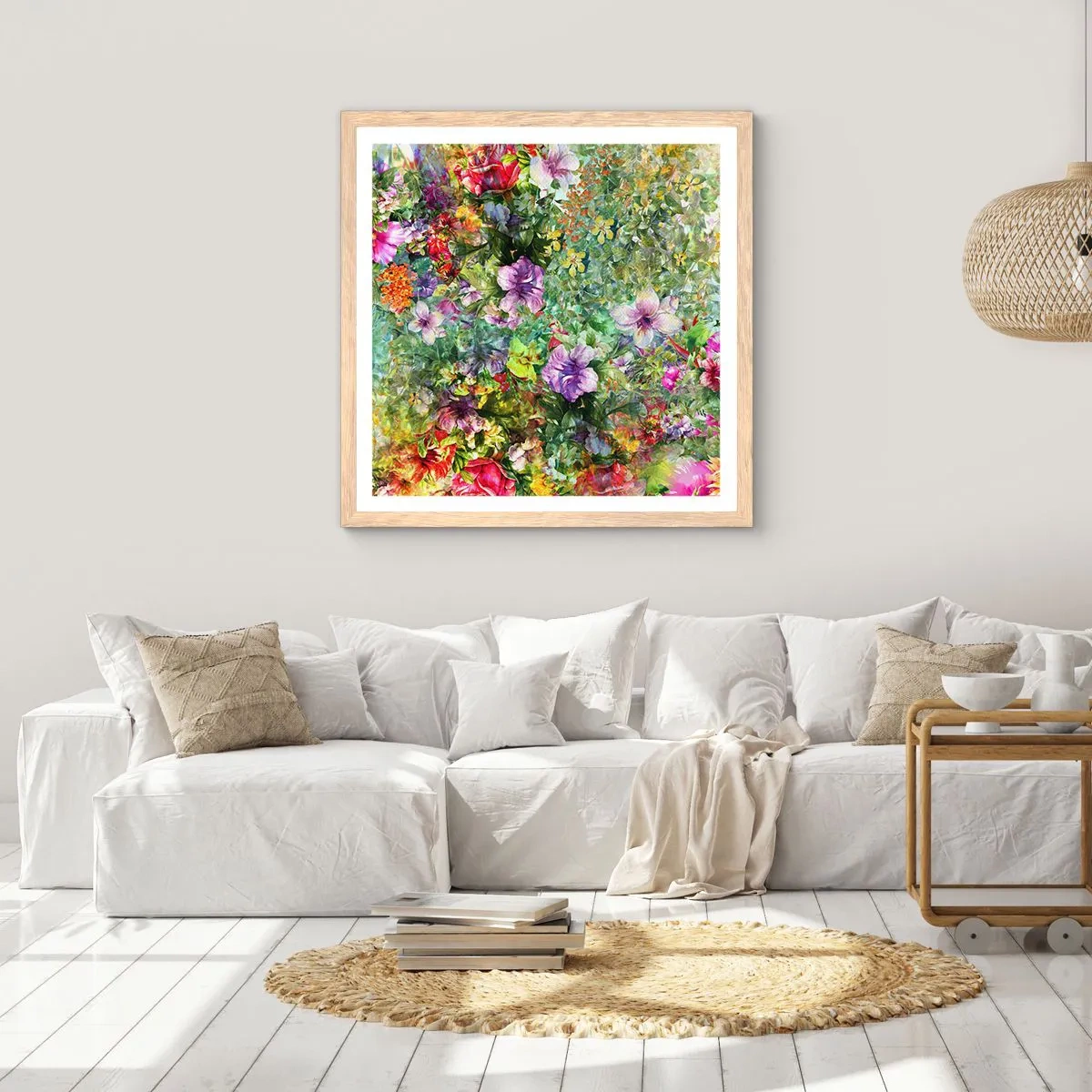 Affiche dans un chêne clair - Poster - En fleurs pour la perdition - 60x60 cm