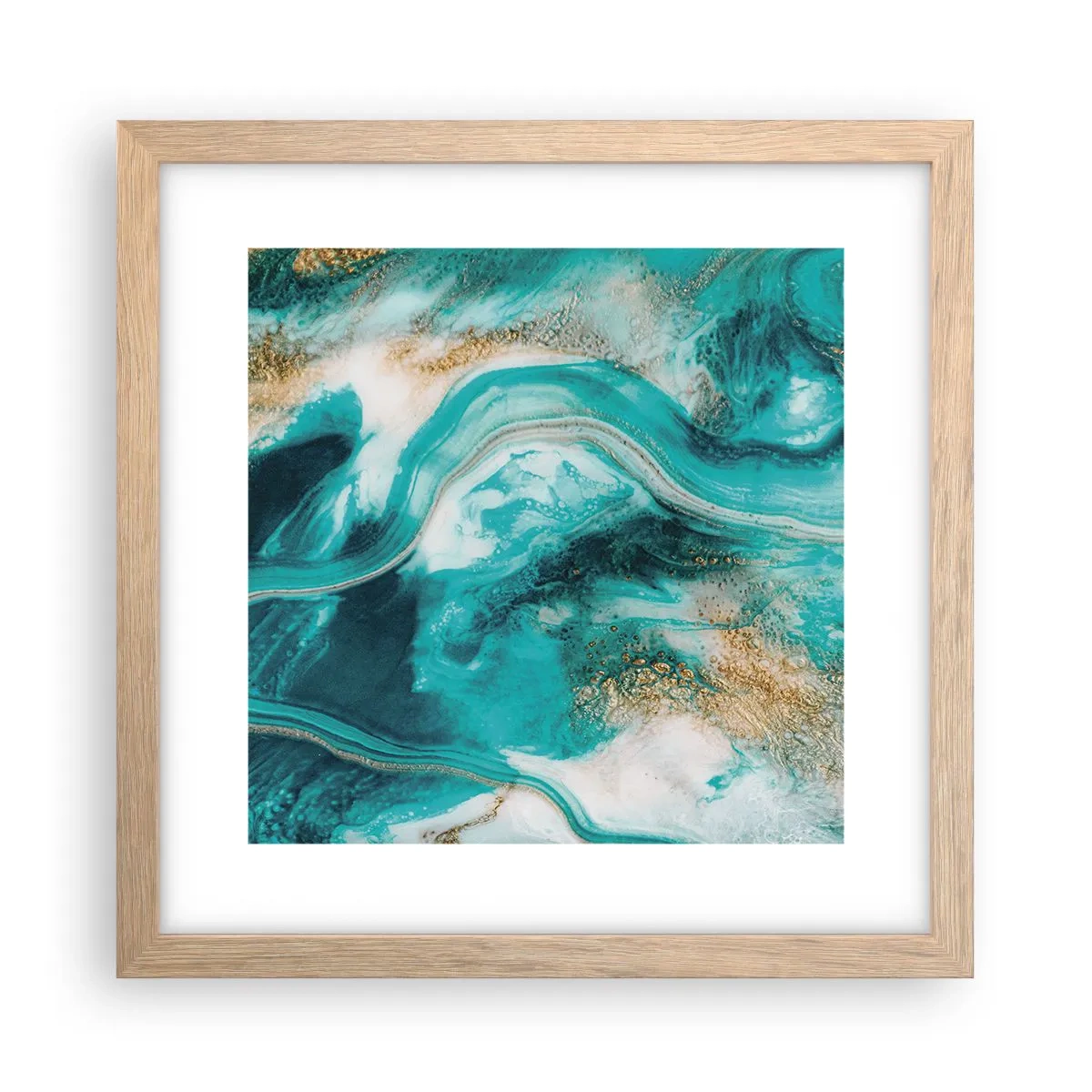 Affiche dans un chêne clair - Poster - Rivière d'or - 30x30 cm